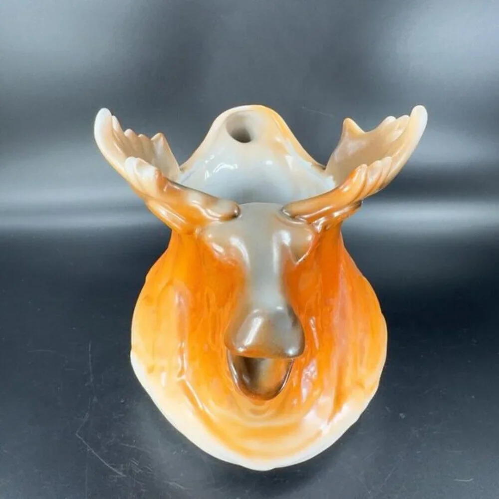 Vintage Pottery Moose Elk Shaped Figural Pitcher‎ Carafe Ceramic Decor Large Vtg